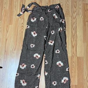 Floral Female Pants Wide Leg Free
